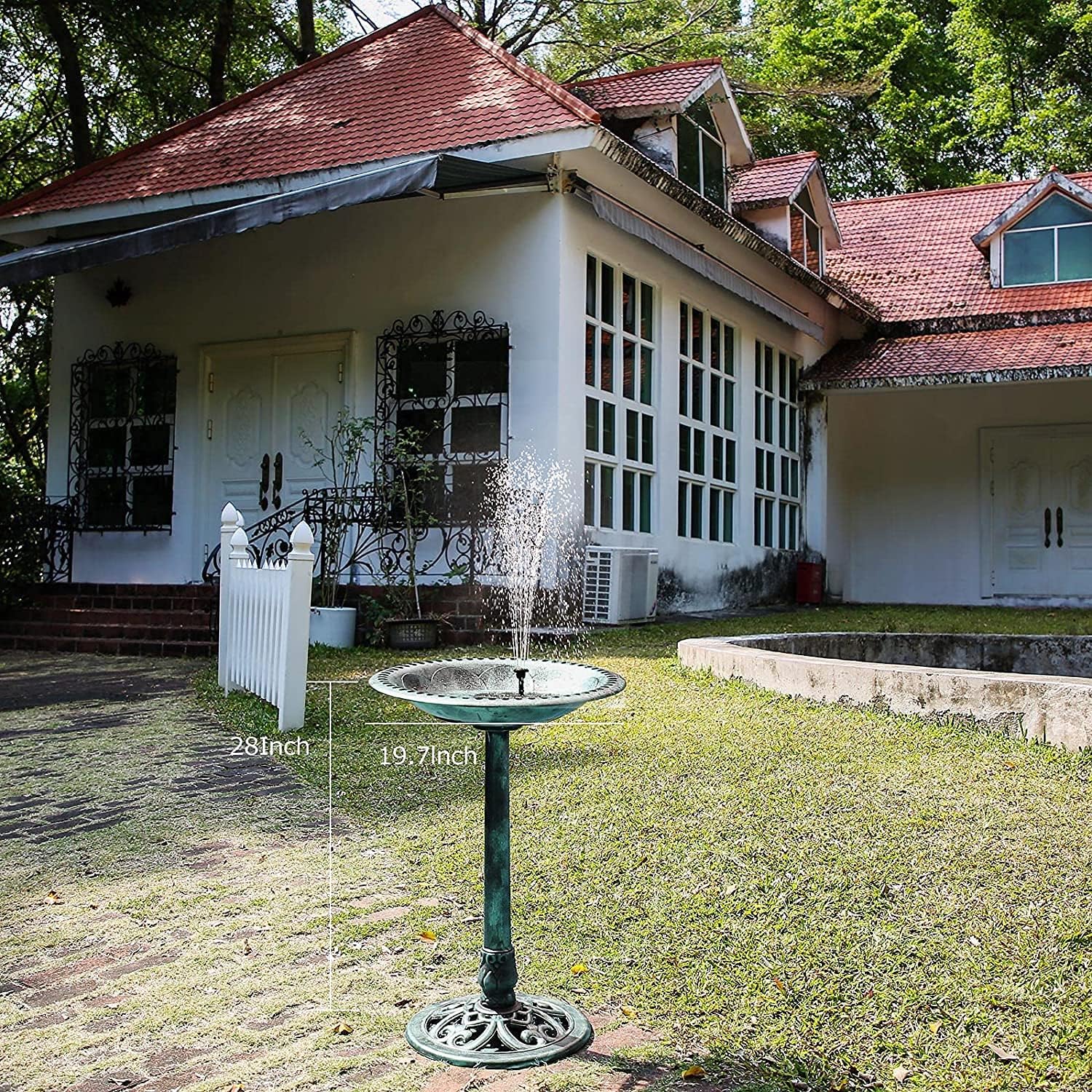 Outdoor Bird Bath, 28" Bird Water Feeder Rustic Resin Bird Bath, Lightweight Birdbaths for The Garden (Green)