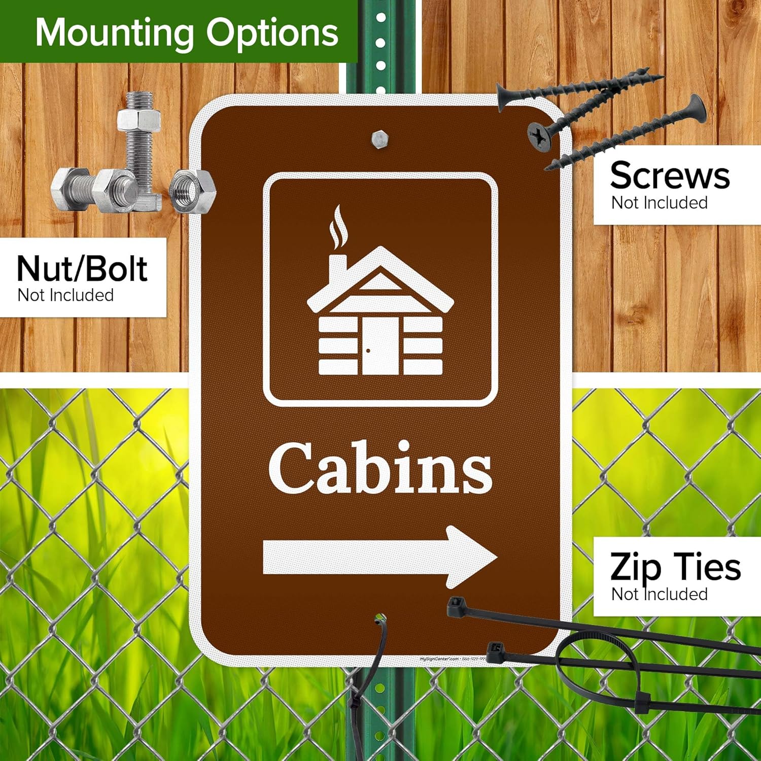 Cabins With Right Arrow Sign, 12x18 Inches, 3M EGP Reflective .063 Aluminum, Fade Resistant, Made in USA by My Sign Center