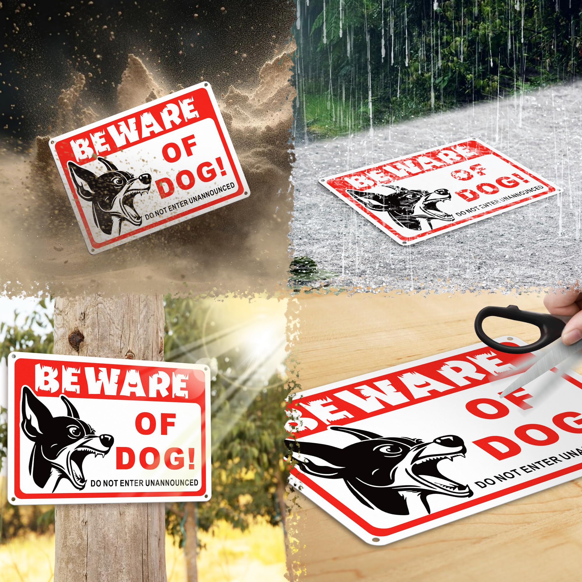 TAKULA 25 * 18CM Beware of the Dogs Sign,Crazy Dogs Live Here Sign,Dangerous Dog Sign,Do Not Enter Dog Sign,Suitable for Outdoor Gates and Fence Gates - Image 4