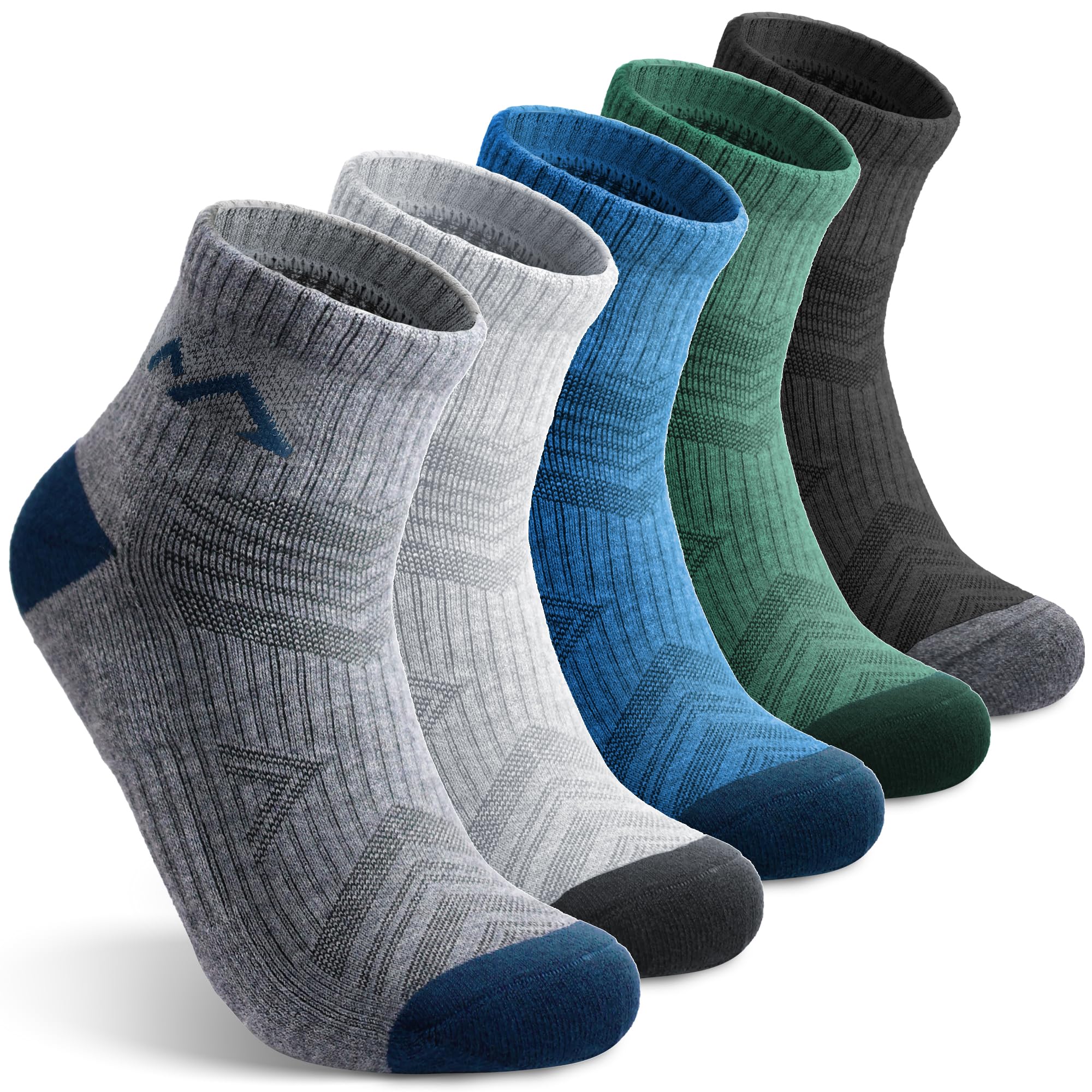 innotree Merino Wool Hiking Socks for Men & Women Quarter Ankle Compression Thick Cushion Breathable Anti Odor Socks, 5 Pairs