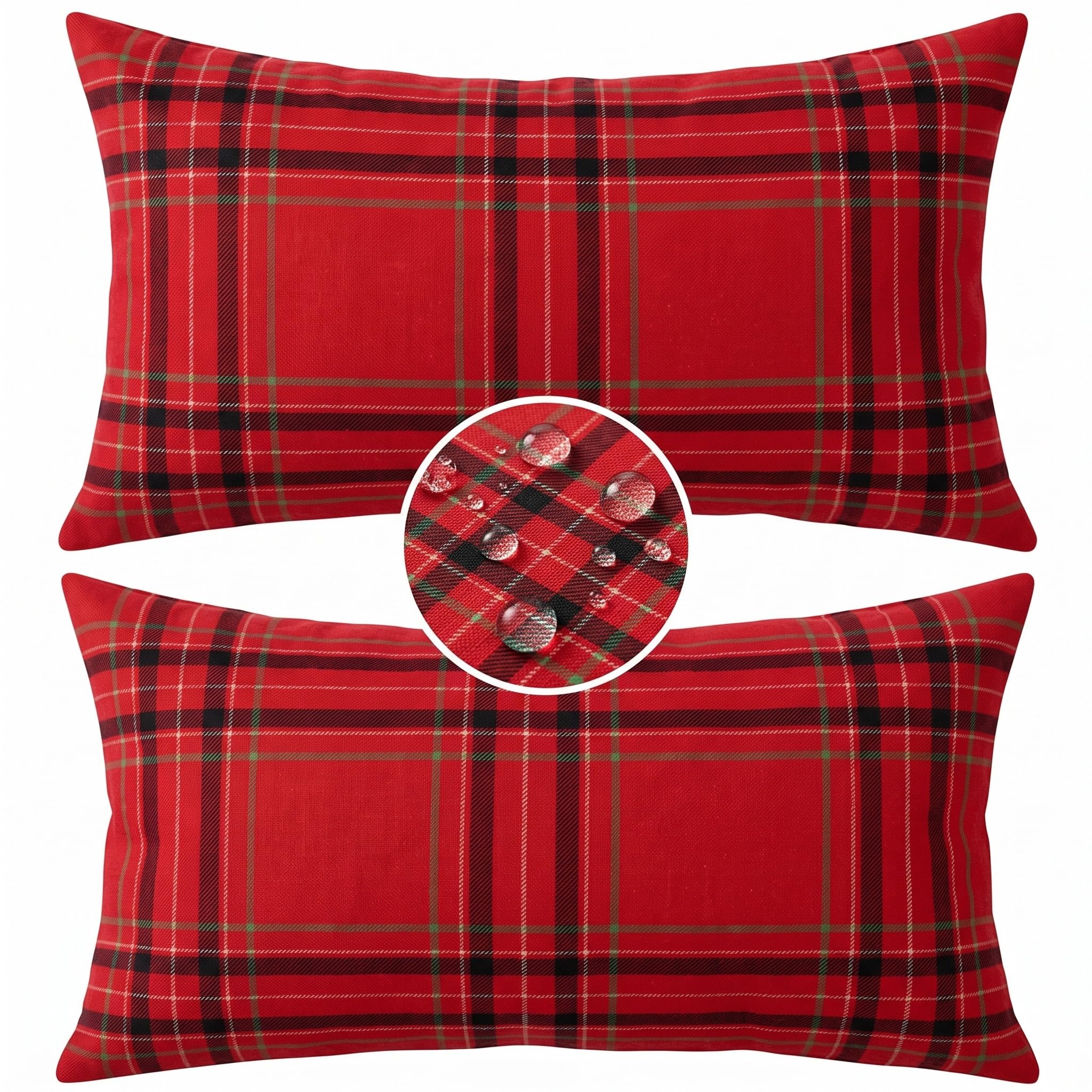 Irenare 2 Pack Outdoor Waterproof Pillow Cover, 12x20 Lumbar Pillow Case