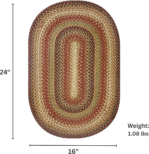 Miniatura 2 de Alfombras ovaladas trenzadas de yute marrón jengibre, 16 x 24 pulgadas, decoración cálida de campo, perfectas para lavanderías, baños y entradas,
