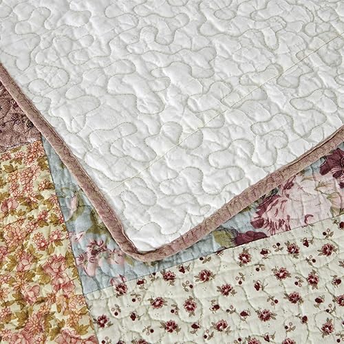 Miniatura 7 de KASENTEX Auténtica colcha decorativa de lujo 100% algodón con colcha de parches multiflorales, suave y transpirable, colcha de gran tamaño, tamaño