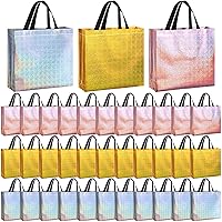 Vista 11 de Eccliy 60 piezas de bolsas de regalo reutilizables con asas, bolsa de la compra para aseo, bolsa de comestibles de agradecimiento para dama de oro