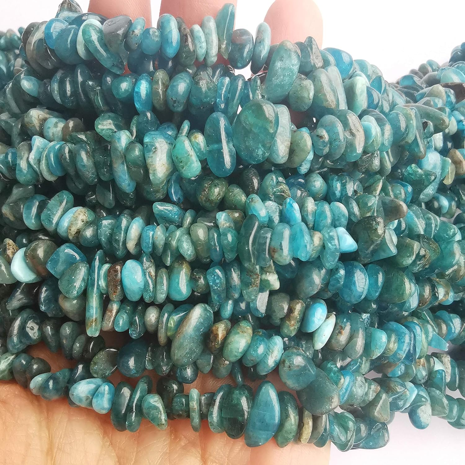 90 Inches Apatite Irregular Shaped Crystal and Healing Tumbled Chip Stone Beads for Jewelry Making