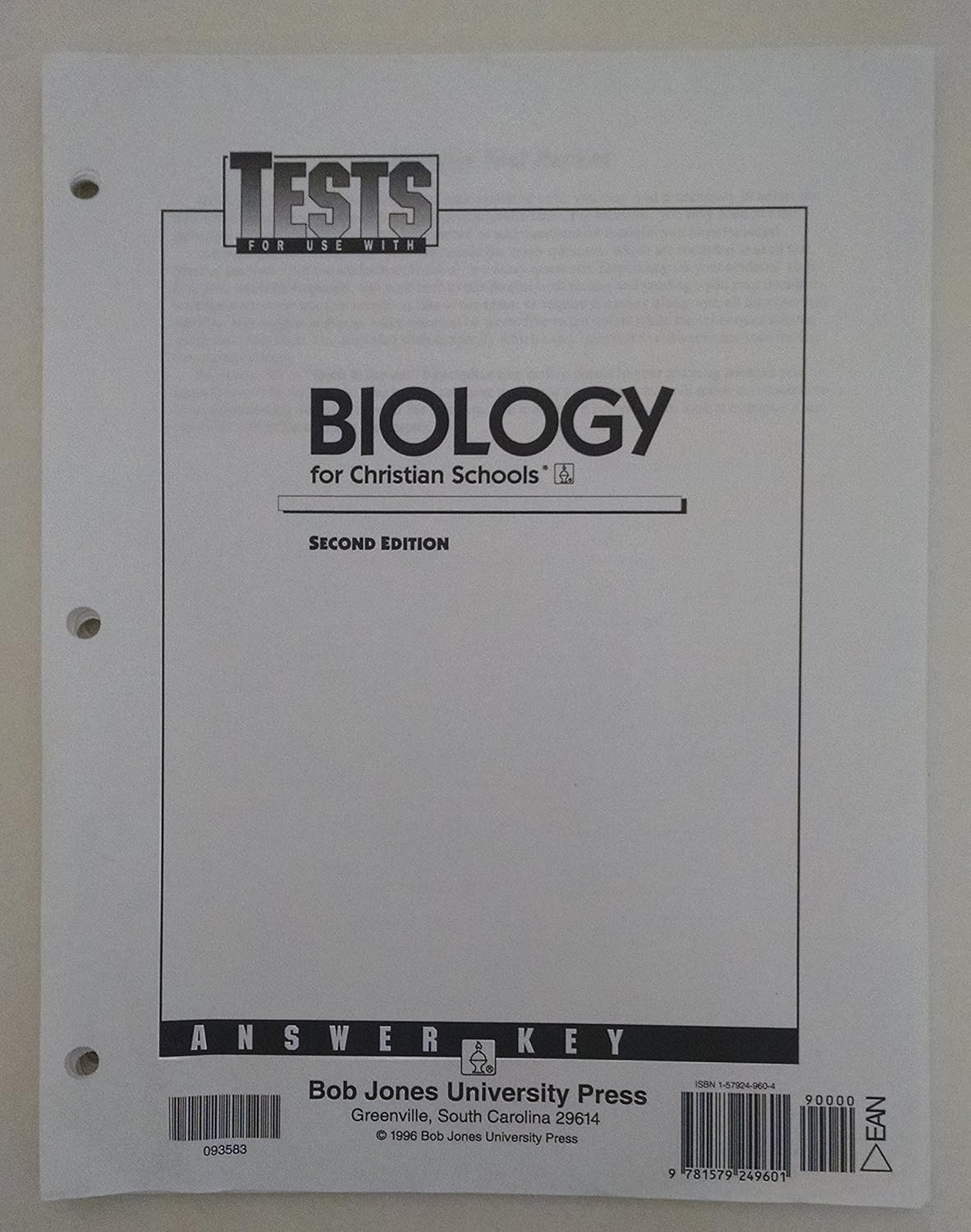 Biology for Christian Schools Test Answer Key Bob Jones University