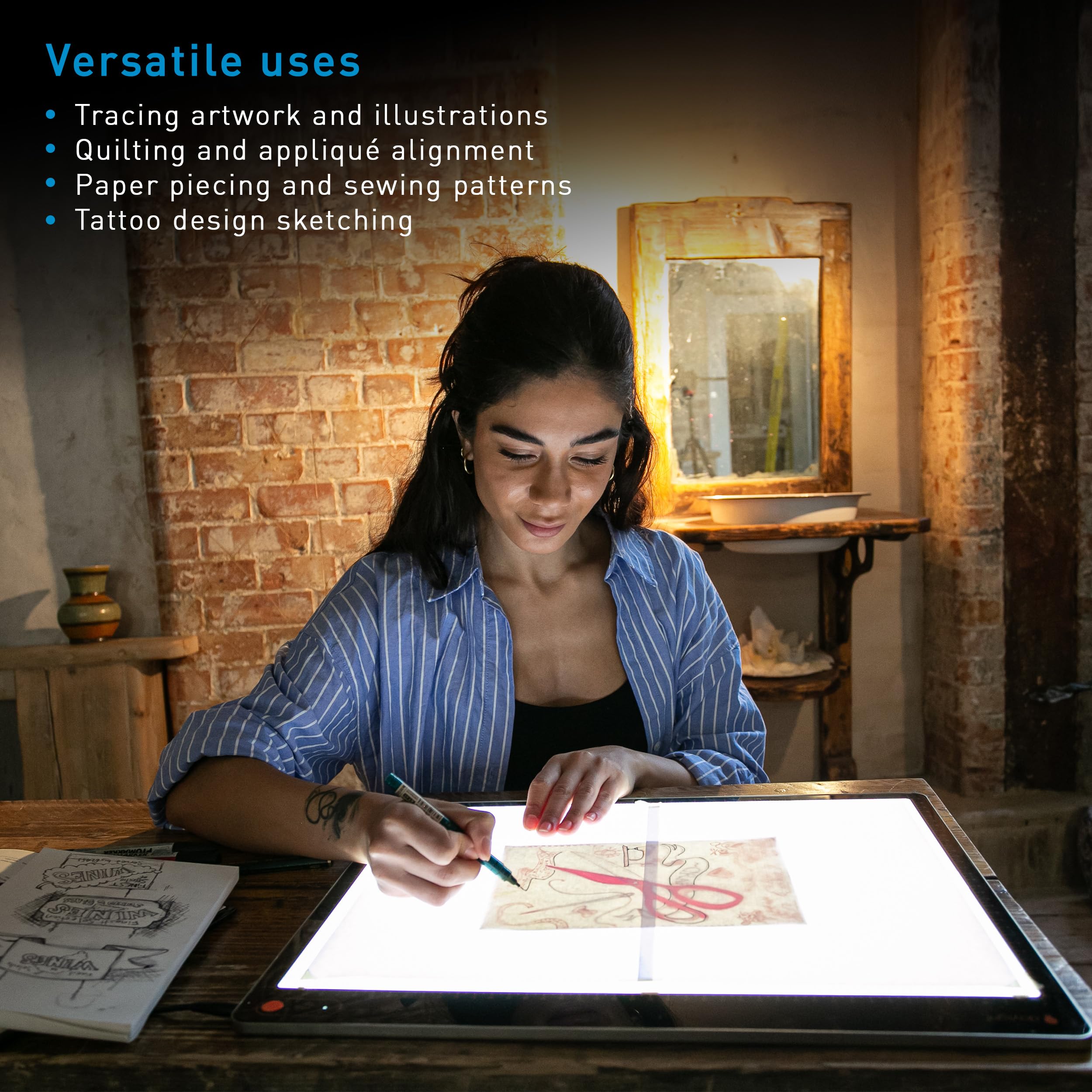 Daylight Tabla XL A3 Professional Lightpad - Tavola da tracciamento a LED in alluminio ultra sottile con dimmer a 3 fasi e 6.800 Lux