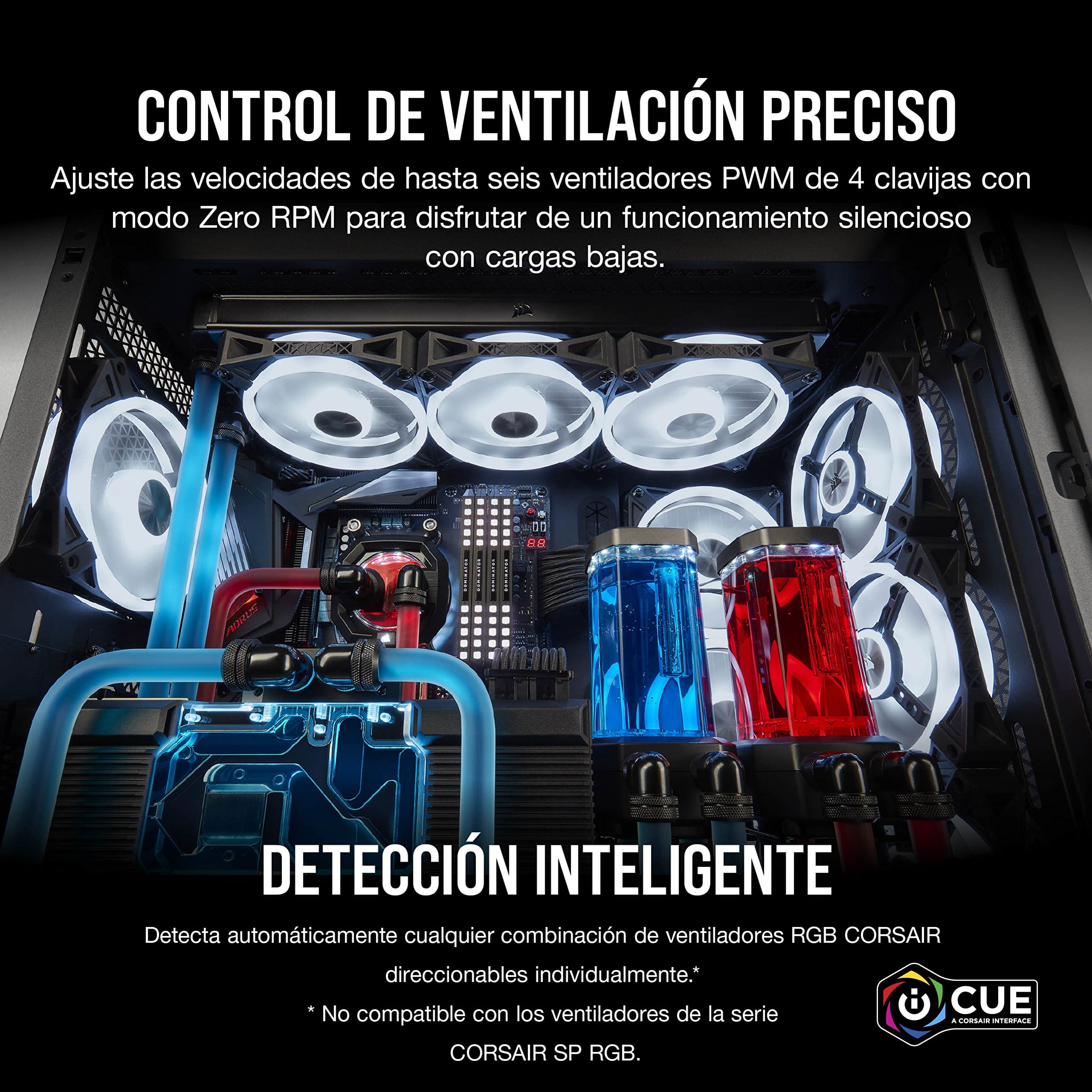 Corsair iCUE COMMANDER CORE XT, controlador digital de iluminación RGB y velocidad de ventiladores (Hasta 6 ventiladores PWM y 264 LEDs RGB, Modo cero RPM, Monitoreo temperatura) Negro (CL-9011112-WW)