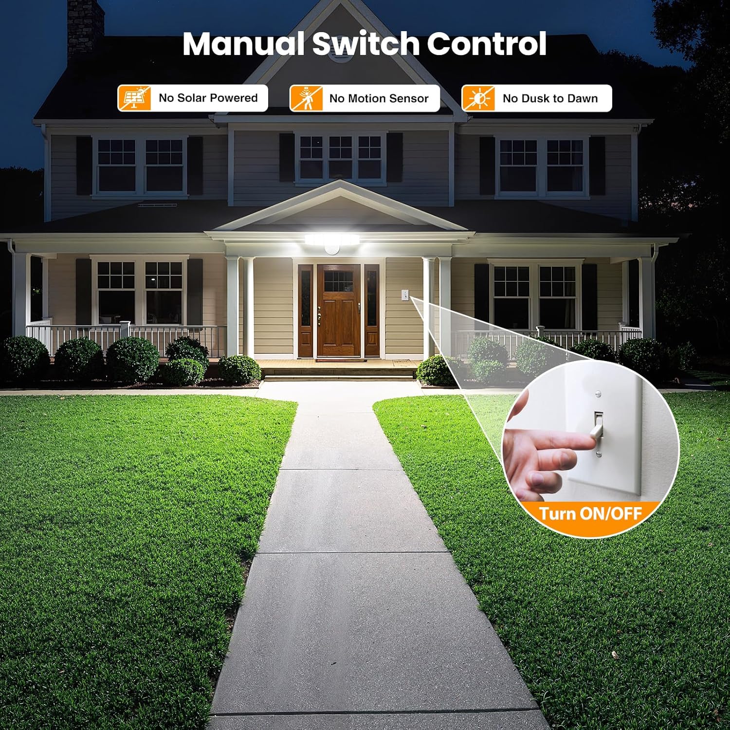 Onforu 150W LED Flood Lights Outdoor, 15000LM Brightness Security Light Switch Controlled, 6500K Outside Floodlight with 5 Adjustable Heads, Waterproof Exterior Light for Yard Garage Patio