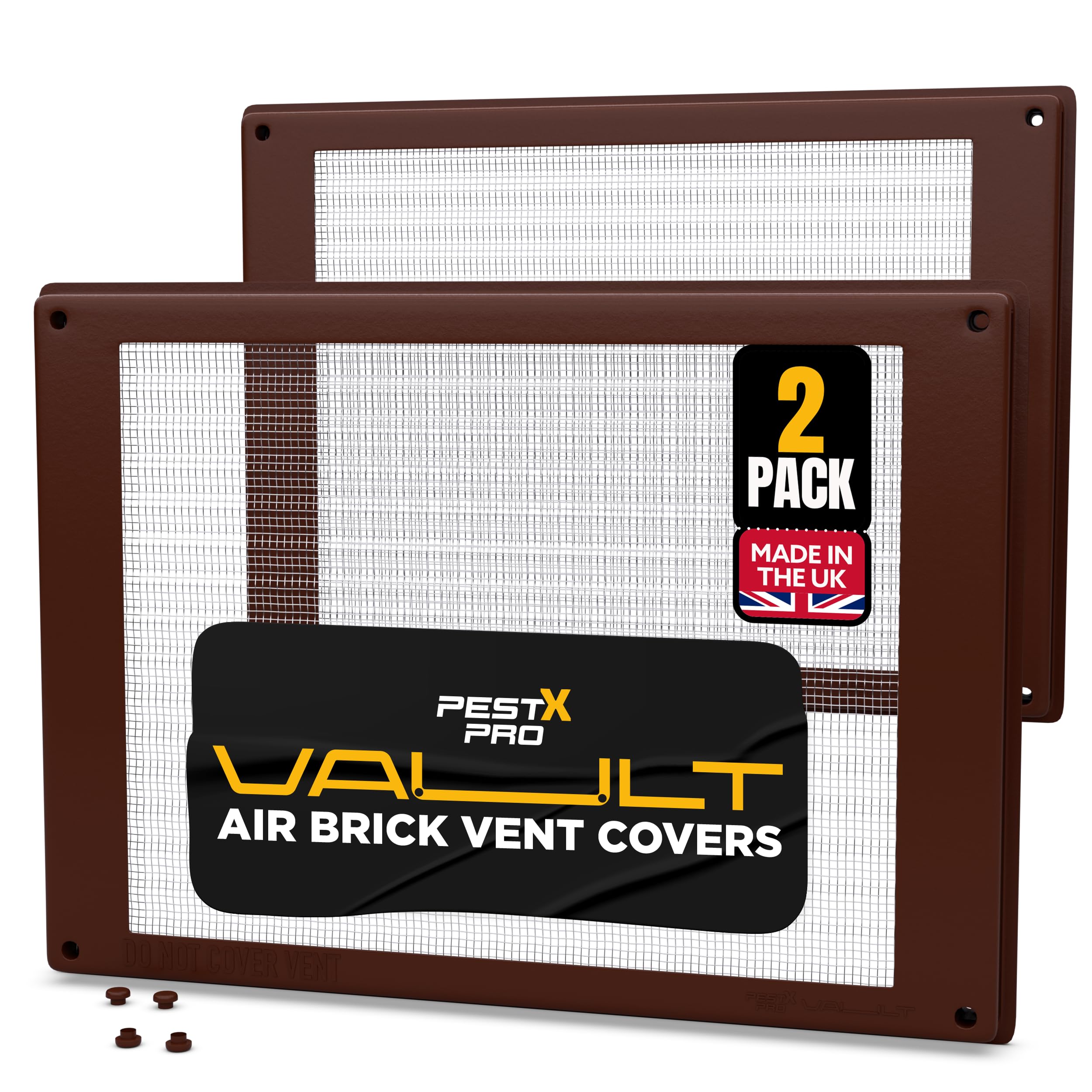 Pest-X Pro Vault Air Brick Covers 254mm x 180mm (2 Pack), Rodent Control Vent Covers Exterior, Air Brick Pest Guard