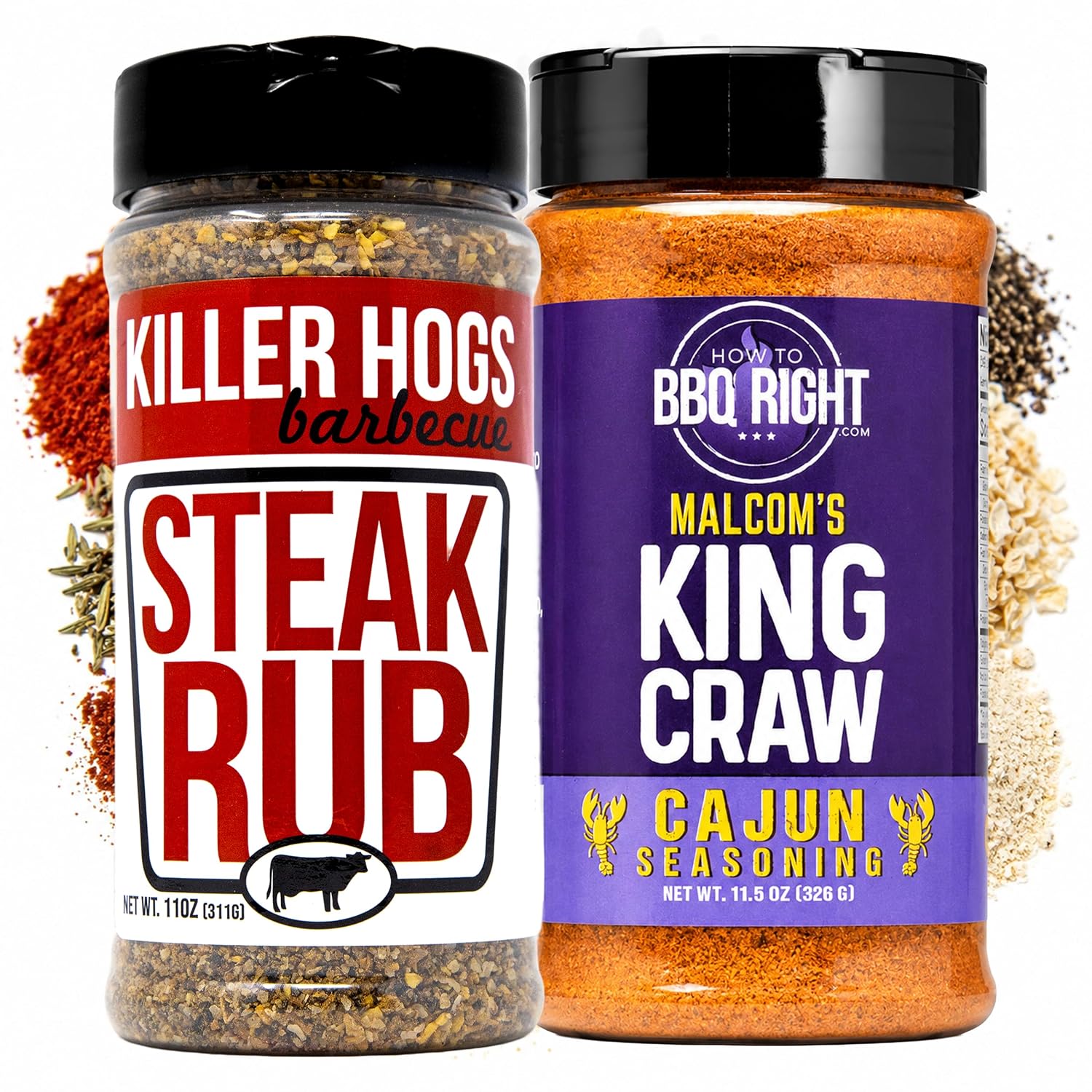 Killer Hogs Steak Rub and Malcom's King Craw, 2 Pack, 11 oz and 11.5 oz
