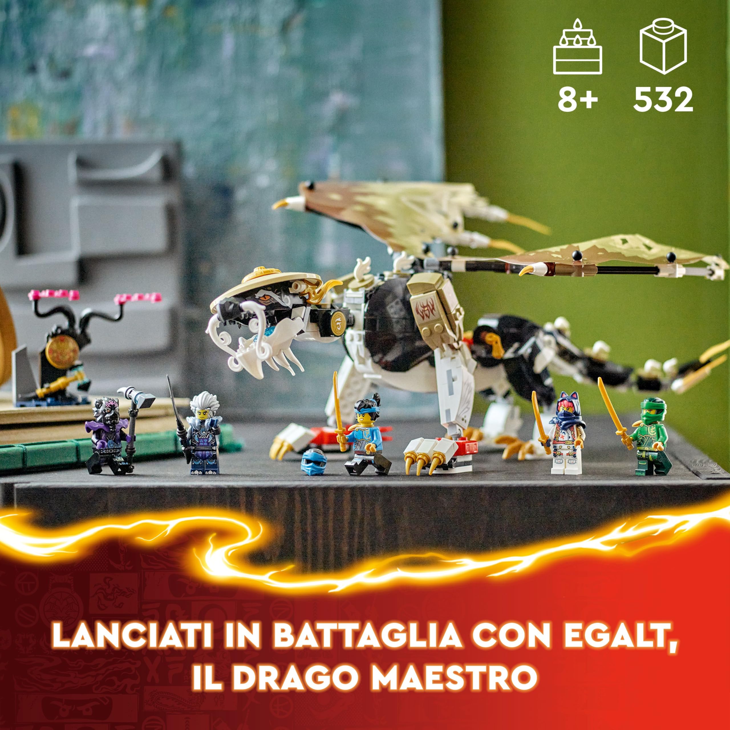 LEGO NINJAGO Egalt il Drago Maestro, Giocattolo Ninja con Action Figure Snodabile, Giochi d'Azione per Bambini e Bambine da 8 Anni con 5 Minifigure tra cui Lloyd, Sora e Nya, Idea Regalo 71809