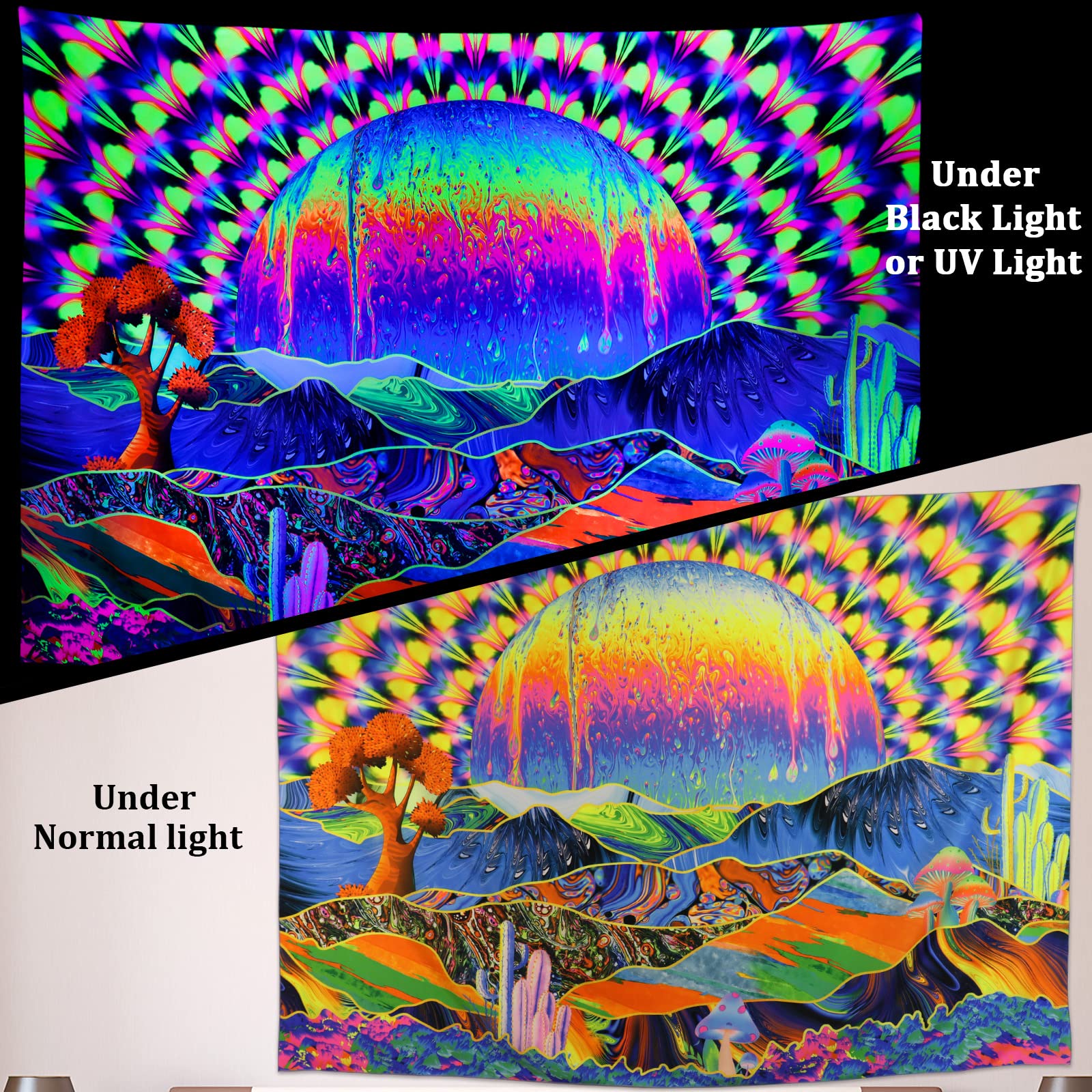 UV-Wandteppich 'Kuss' – Leuchtet Im Dunkeln, Abstraktes Design, 150x200 Cm, Polyester
