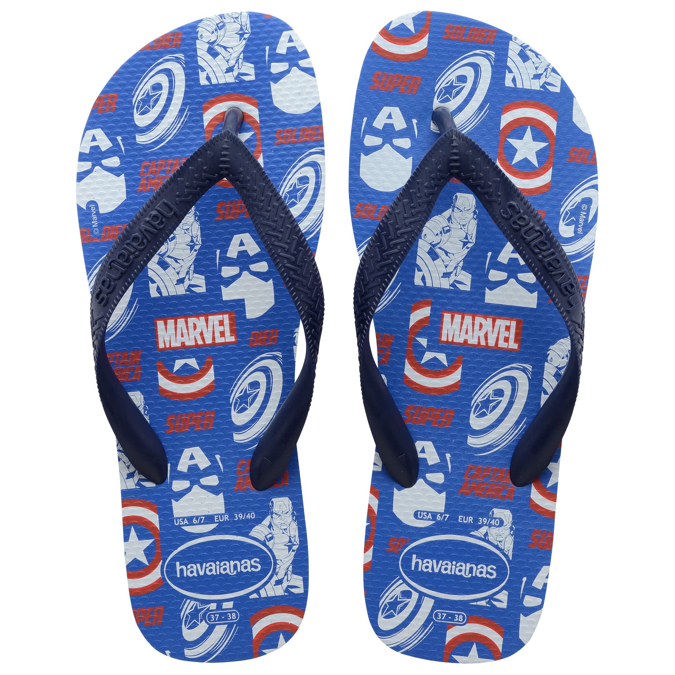 Havaianas Top Marvel Logomania Men FlipFlop Blue Star 5.5/6 UK