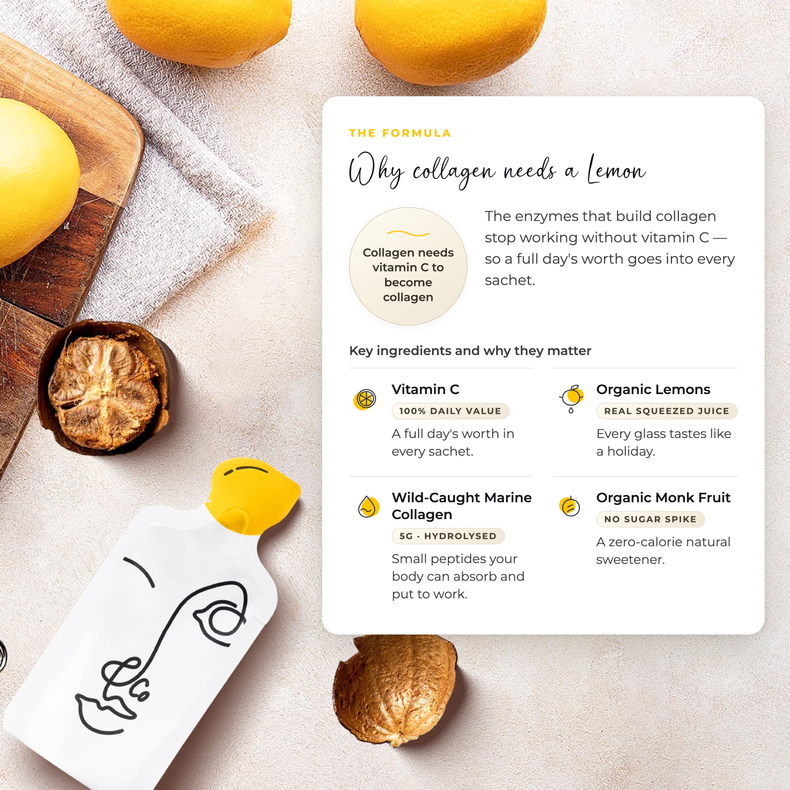 LEMON & CO. Liquid Collagen for Women | Collagen Water Mix with 5000mg Marine Collagen Peptides, Organic Lemons & Vitamin C | Daily Elixir for Skin, Nails, Hair, Gut | No Preservatives, No Sugar — Amazon image 5