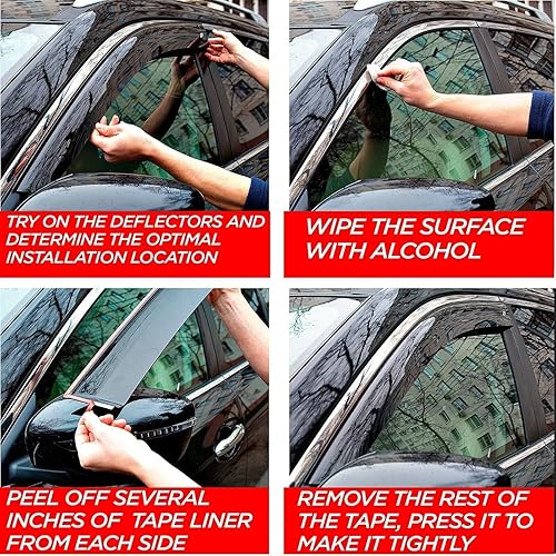 Miniatura 8 de Juego de 4 deflectores de viento CT para ventanilla de coche, deflectores de aire para protección contra la nieve, el sol y la lluvia, compatibles