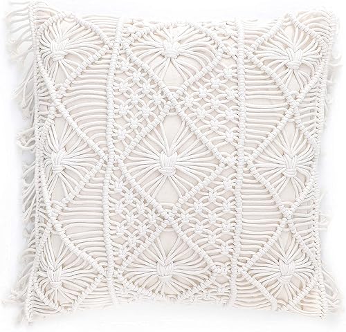 Miniatura 6 de Juego de 2 fundas de almohada de macramé, 100% algodón, decorativas, con flecos, decoración bohemia para el hogar