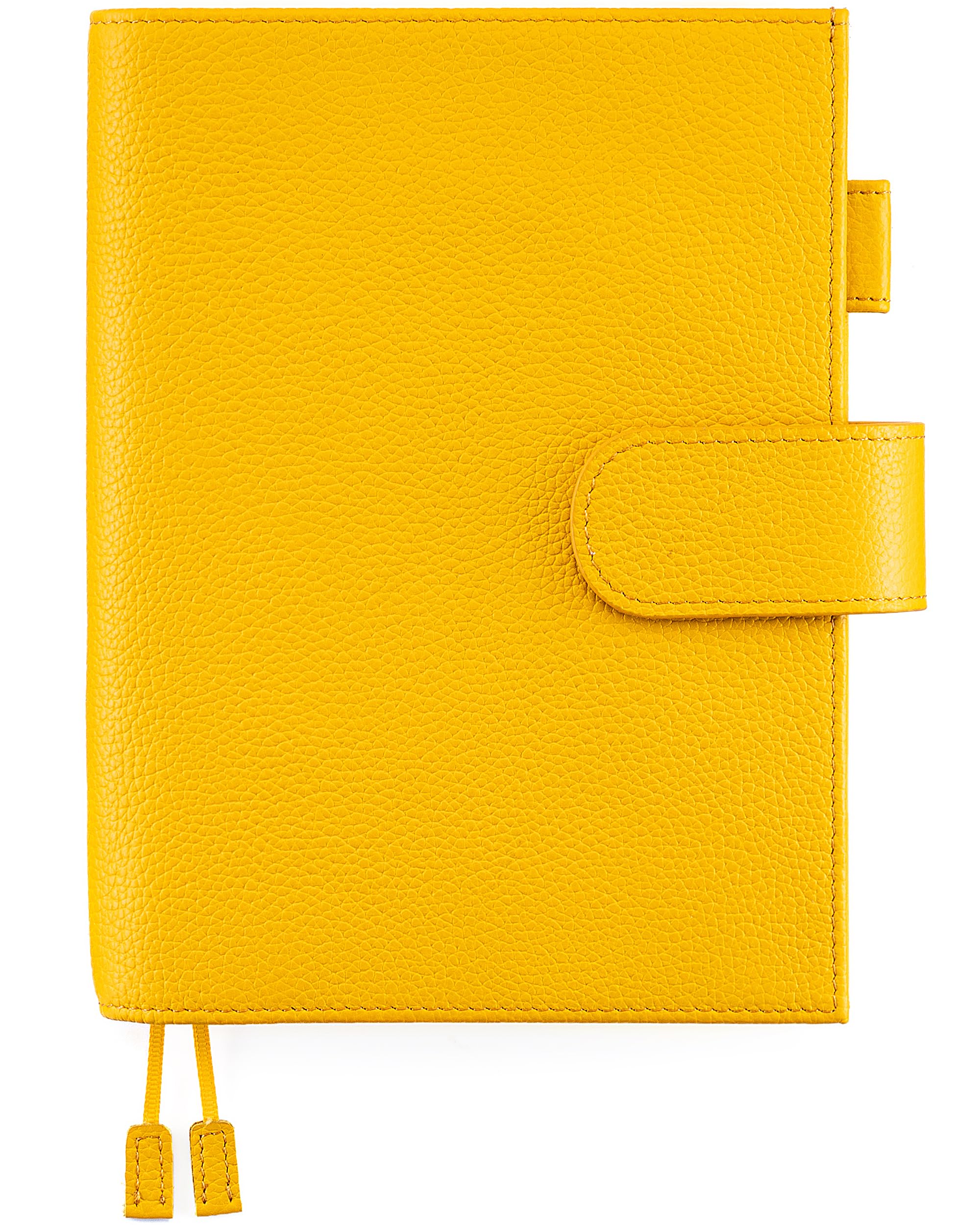 Ox Knight B6 Leather Planner Cover for Stalogy, Midori, Leuchtturm1917, and More - with Pen Loop, Card Slots, Back Pocket, and Bookmarks (Yellow)