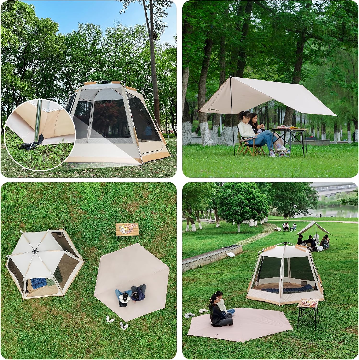 六角形テントフットプリント 🏌 キャンプ用 4~6人用 防水テント