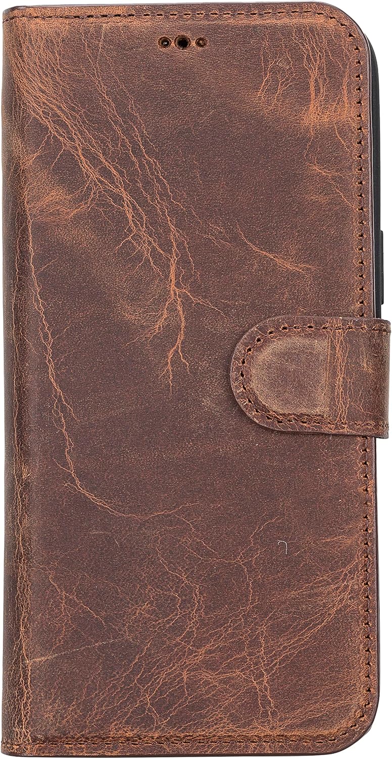 Leather Detachable Wallet Case Compatible with iPhone 14 Pro Max( 6.7") MagSafe,RFID Protection Magnetic Detachable Cover Case with Card & Cash Slot with Kickstand for Men and Women (Teak Brown)