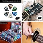 Guitar Accessories Kit: Clip-On Tuner, Capo (Rosewood), String Winder Cutter Pin Puller, Strap, 6 Picks (6 Thickness) (Brown+Strap)