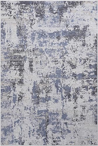Miniatura 3 de NAAR Colección PAYAS - Alfombra de área elegante y resistente a las manchas de 8 x 10 pulgadas, color grisdenimabstracto, no desprende pelusa, para