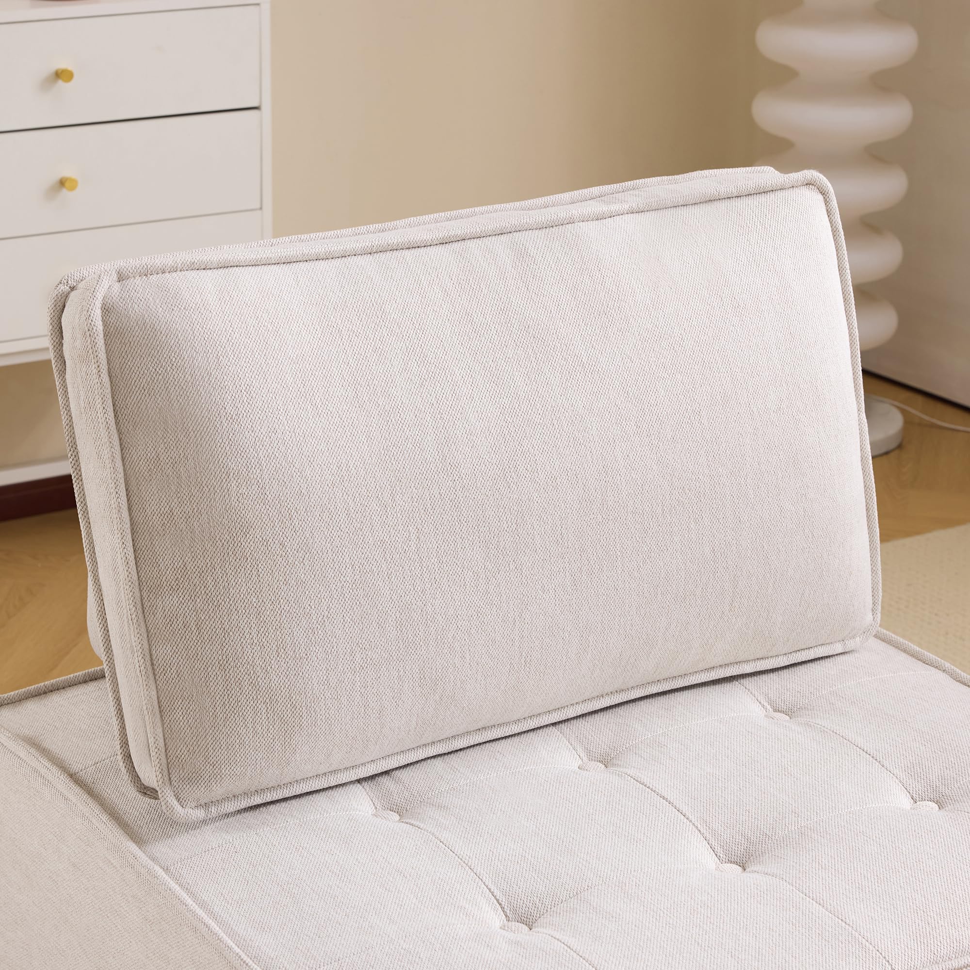 Sofá Modular Reclinable de Tela 100% Lino, Asiento Individual o en Forma de L, Espuma de Alta Elasticidad, para Apartamentos Pequeños y Dormitorios