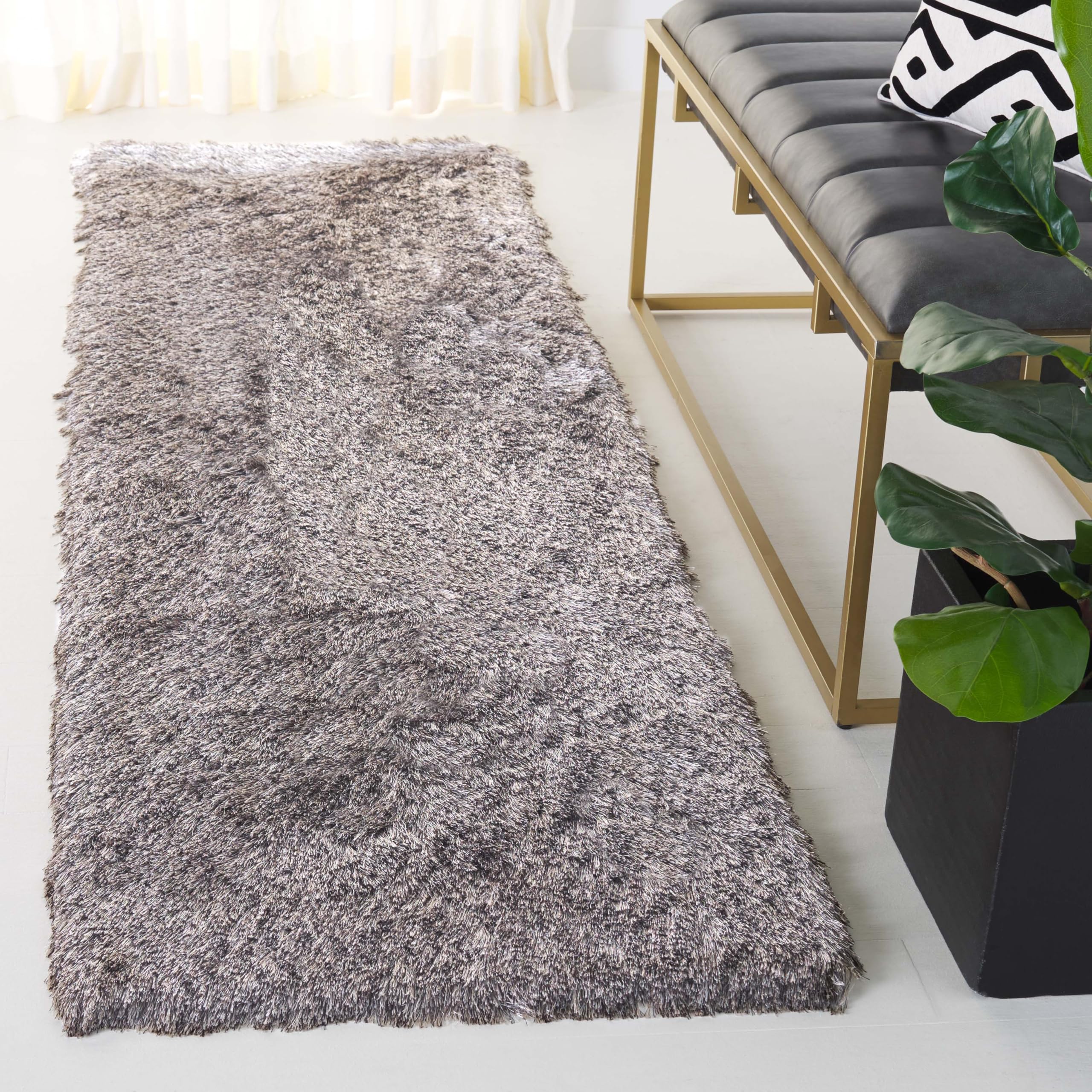 SAFAVIEH Paris Shag Collection Runner Rug - 2'3" x 8', Sable Brown, Handmade, Soft Flowing Pile, Ideal for Hallway, Foyer, Bedside, Accent Space (