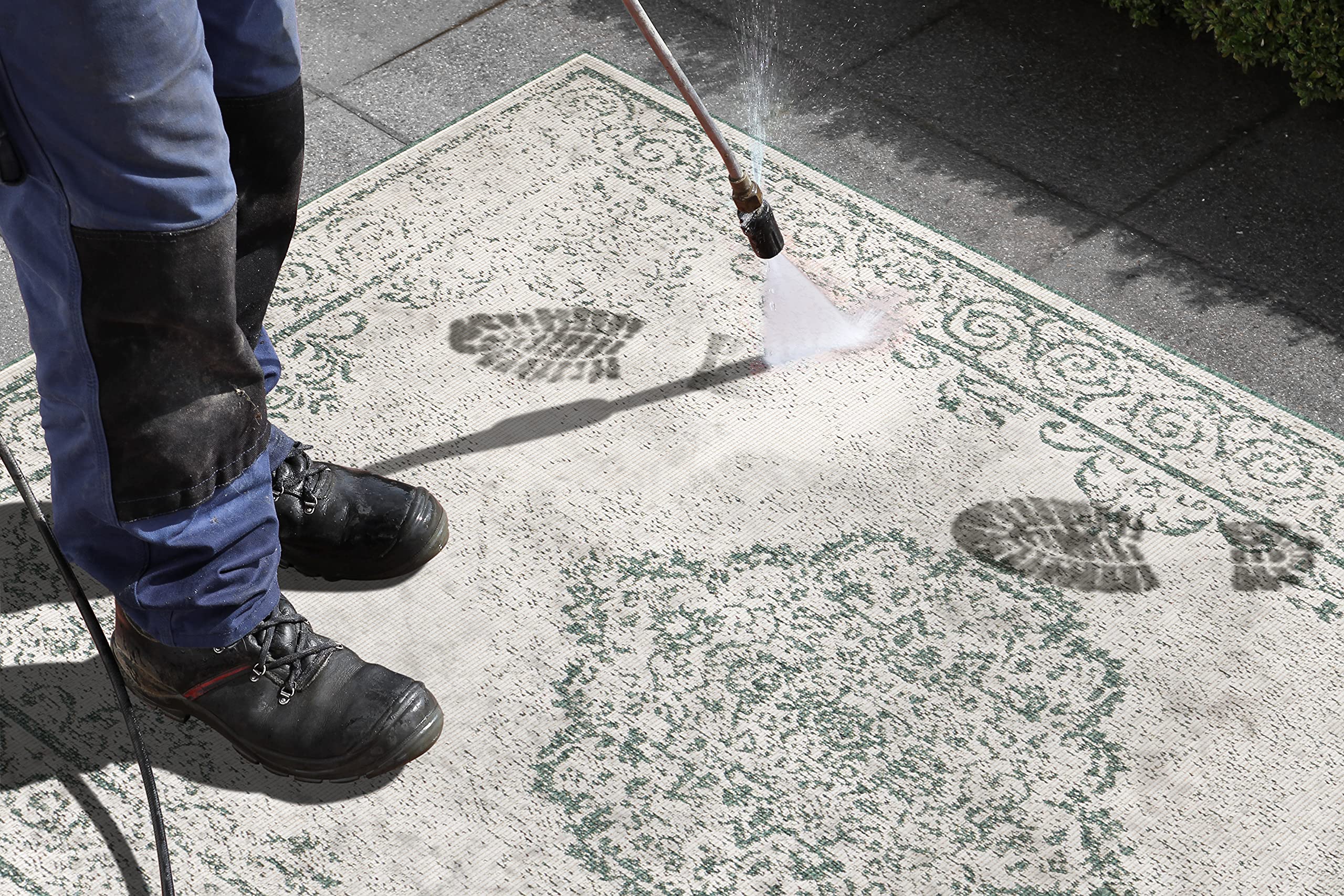 NORTHRUGS Cebu Tapis d'intérieur et d'extérieur réversible 160 x 230 cm – Résistant aux intempéries Design Oriental Vintage pour Balcon, terrasse, Jardin, Jardin d'hiver, Salon, imperméable en Vert