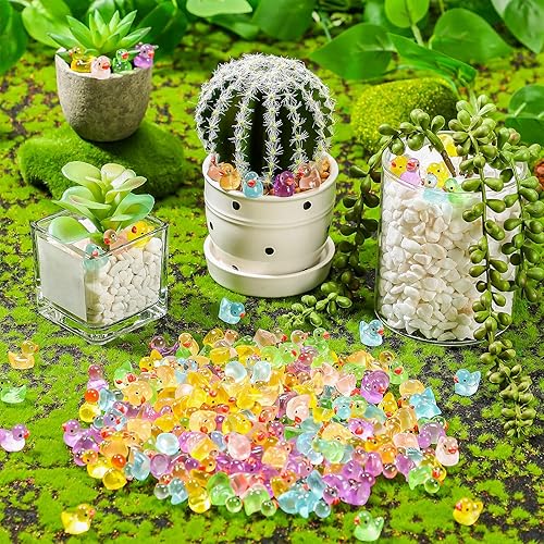 Miniatura 7 de Barydat 1000 piezas de mini pato de resina que brilla en la oscuridad, pequeño pato luminoso a granel para ocultar bromas, ideas de bricolaje,