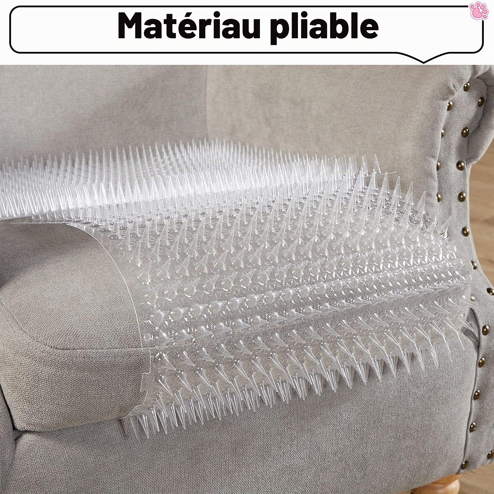 12 Pièces Tapis d'Extérieur Répulsif pour Chats Chats Chiens Tapis en Plastique avec des Pointes Tapis pour Animaux de Compagnie Dissuasif à Pointes Transparentes pour Canapé Fenêtre Jardin