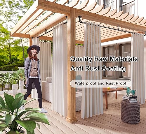 Miniatura 2 de Barras de cortina industriales negras para ventanas de 48 a 84, barra de cortina opaca para exteriores, barras de cortina envolvente de servicio