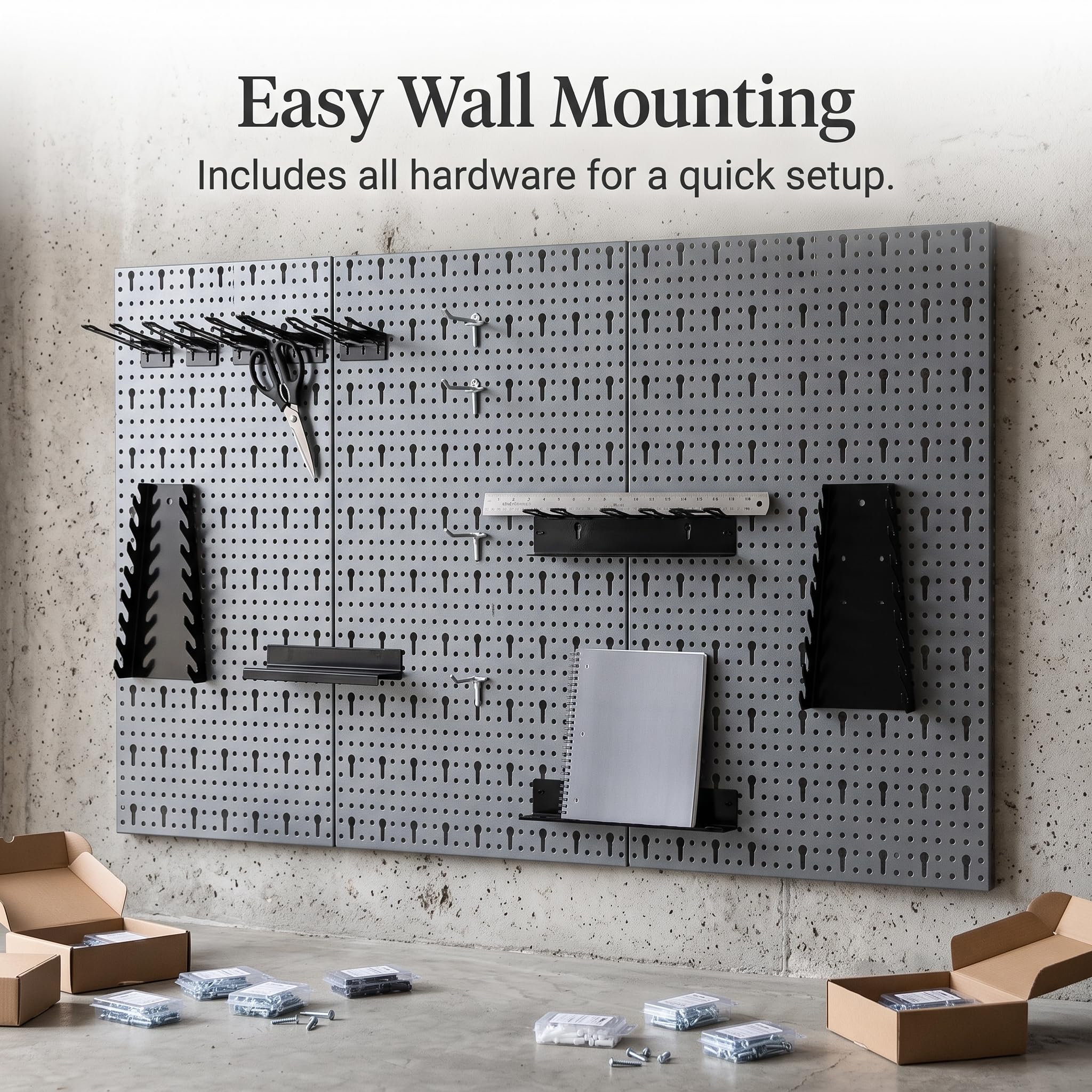 Metall Werkzeugtafel mit Haken Lochwand, Stecktafel für Werkstatt und Garage, Gerätehalter, Rückwand, 15kg, Stahl
