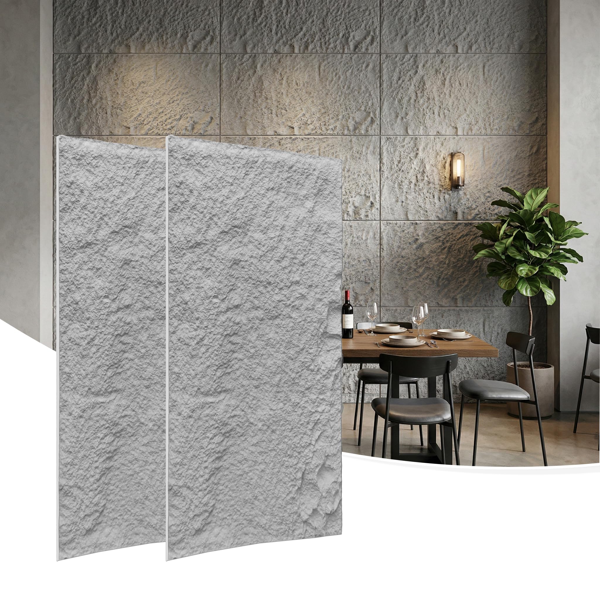 Paneles de pared 3D efecto piedra gris para transformar las paredes de su cocina y salón
