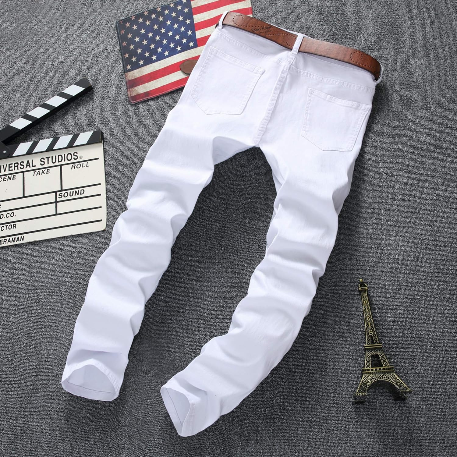 Men's Skinny Fit Ripped Destroyed Fashion Comfy Stretch Jeans Pants 42W x 32L 578