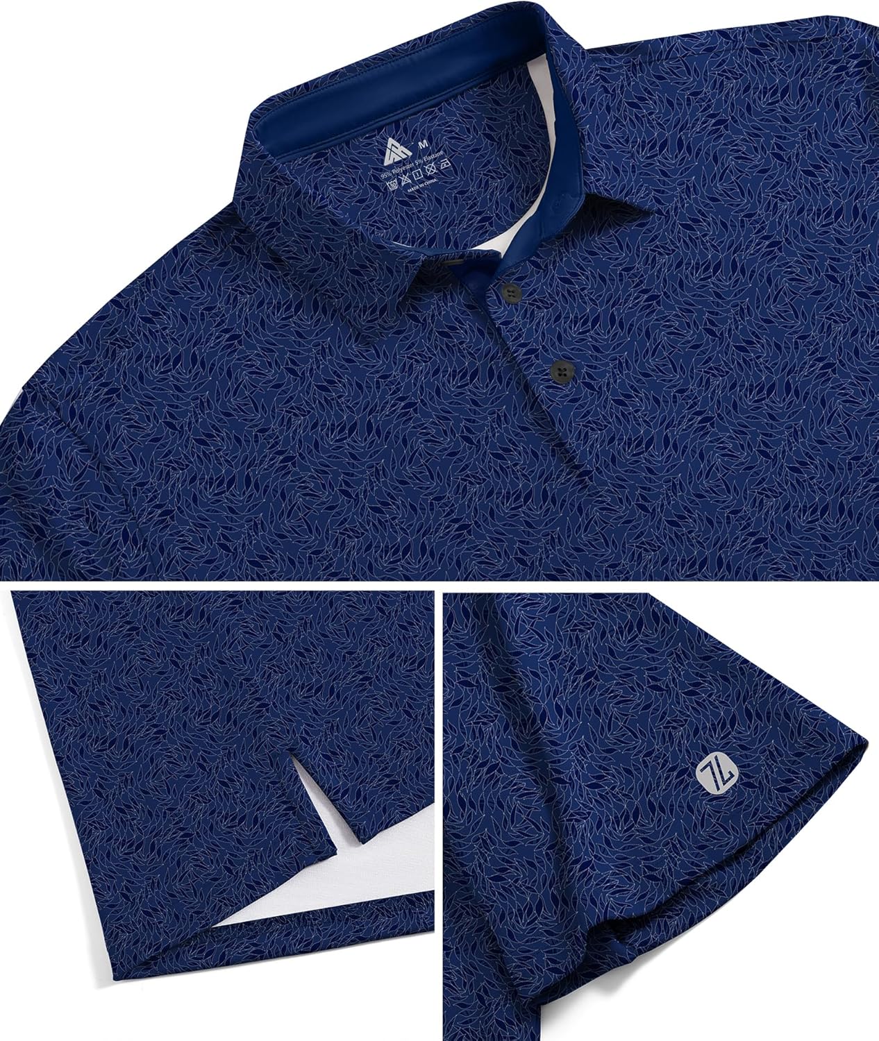 ZITY Mens Golf Shirts Short Sleeve Print Patterns Performance Moisture Wicking Polo Shirt - Image 5