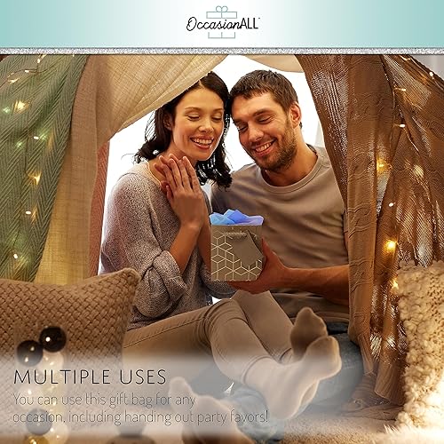 Miniatura 4 de Bolsas de regalo doradas, paquete de 12 bolsas de compras de papel kraft con asas, bolsas de regalo para fiestas de cumpleaños, despedida de