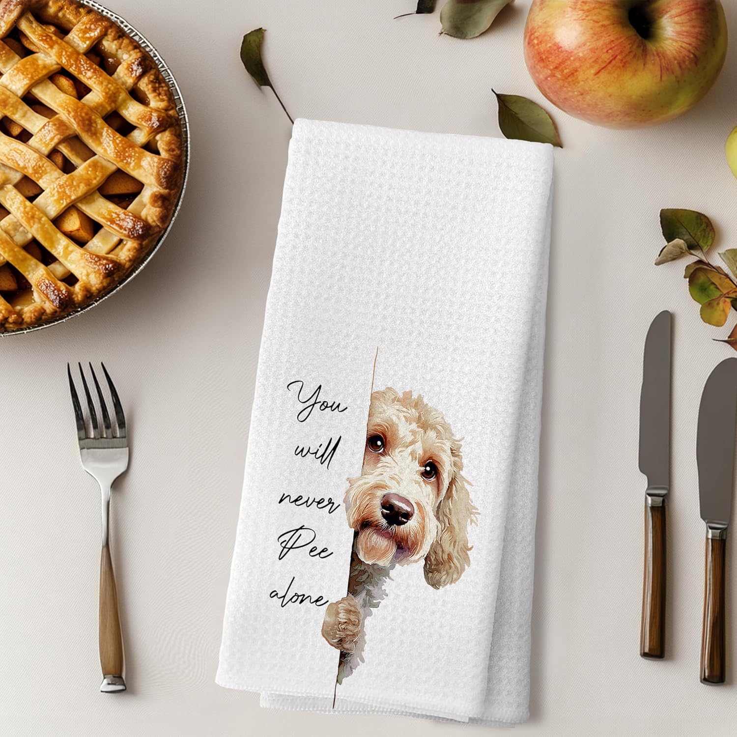 LUKIPOM280 Funny Goldendoodle Gifts Hand Towels, You Will Never Pee Alone Funny Bathroom Hand Towels, Goldendoodle Dog Bathroom Decor, 16x24 Inches - Image 4