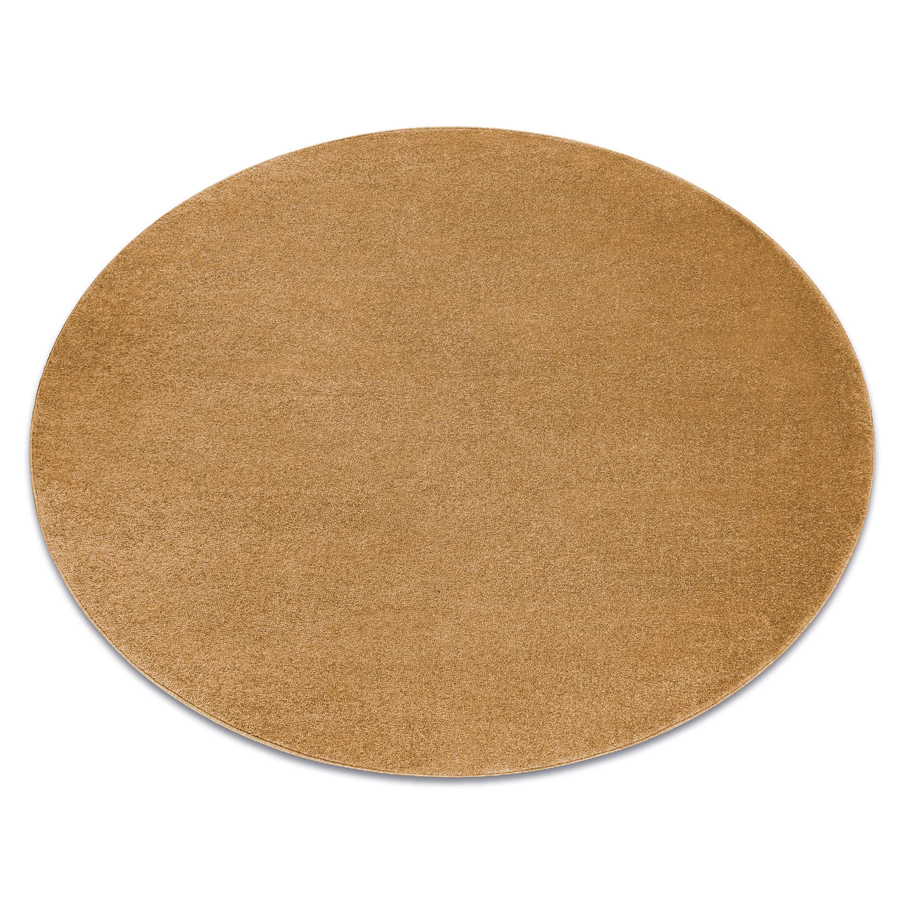 Tapis circulaire 150 cm plaine couleur unie Softy d'or pour salon