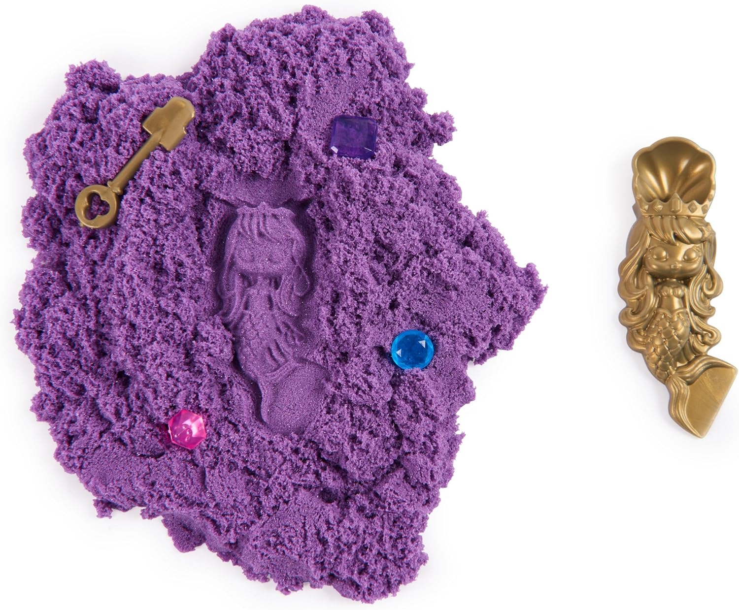 Kinetic Sand Mini Mermaid Lock, 170 g, Magic Sand, Purple Sand, 1 Cutter, 2 Accessories and 3 Gems, Toy for Children and Girls 3 Years