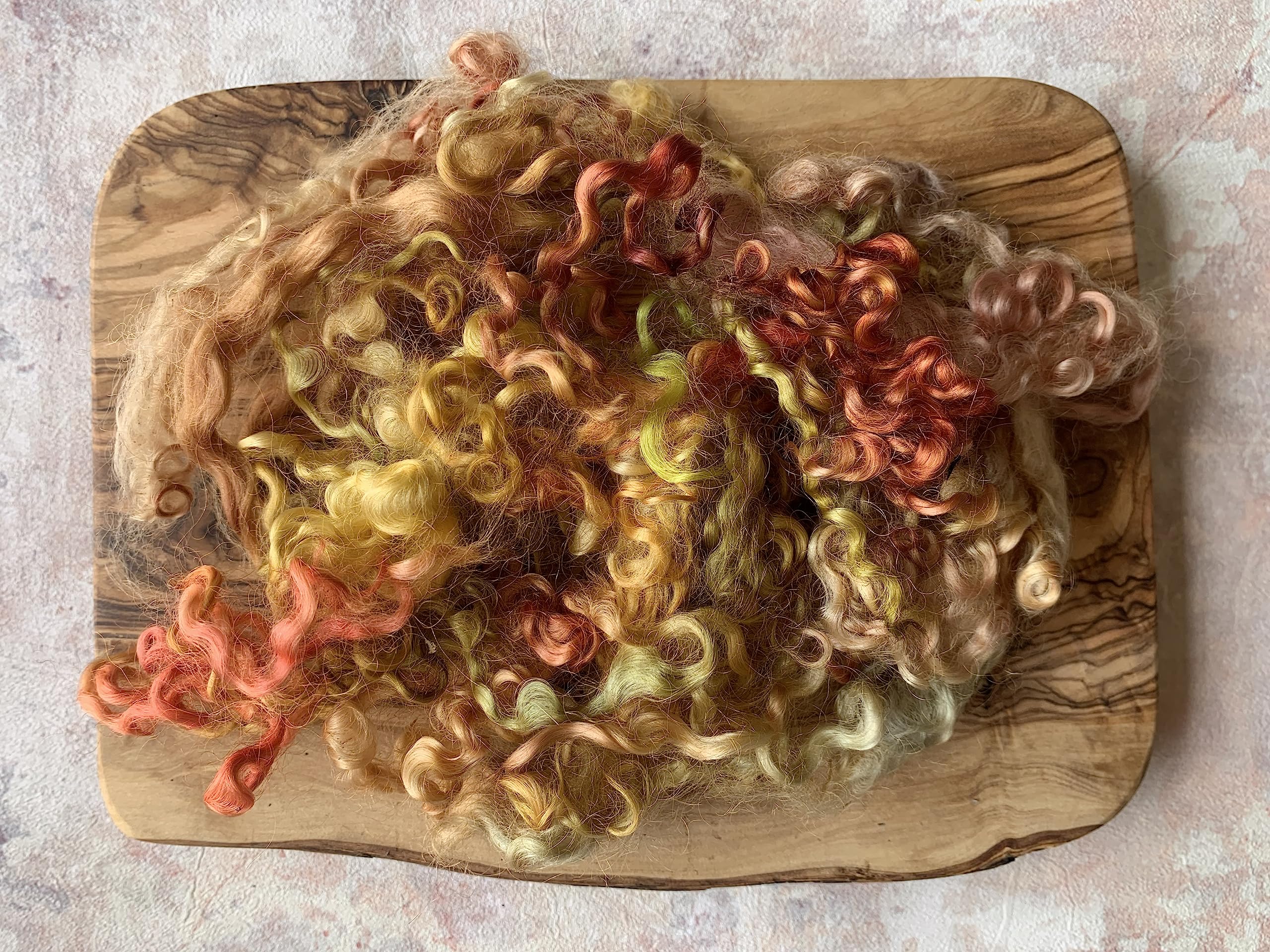 Heidifeathers Autumn Curly Wool Locks (Autumn) Felting Wool Dyed Curly Locks
