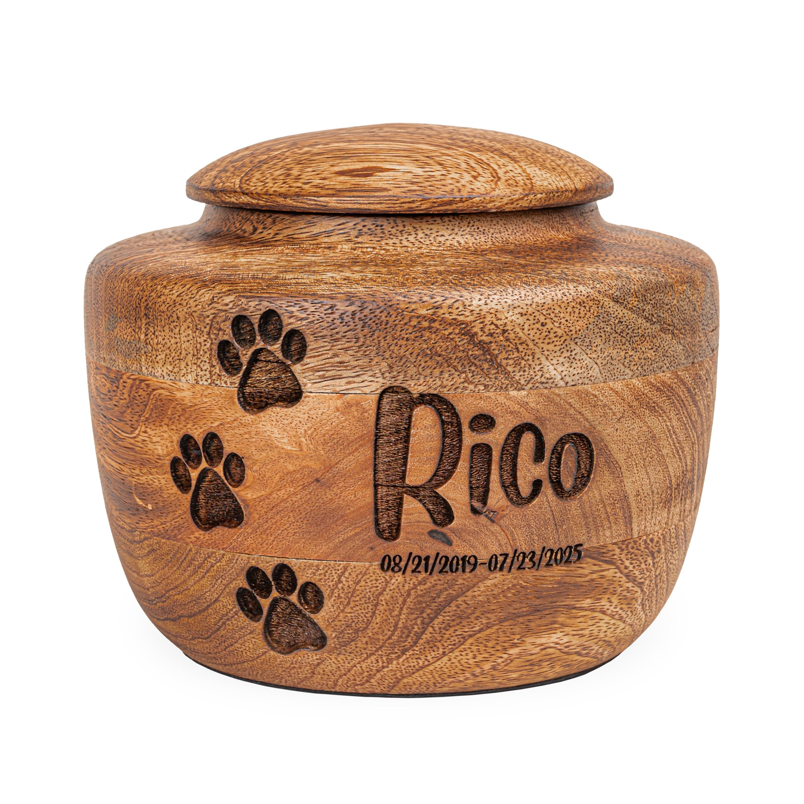 Custom Pet Urns - Available in 4 Sizes, Wooden Personalized Pet Urns for Cats Handmade Pet Ashes Medium Animal (Large - 110 LBS or 50 KG)