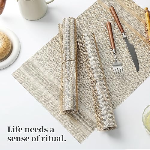 Miniatura 261 de Leetaltree - Manteles individuales, resistentes al calor, antideslizantes, para mesa de comedor, lavables, duraderos, tejido de PVC