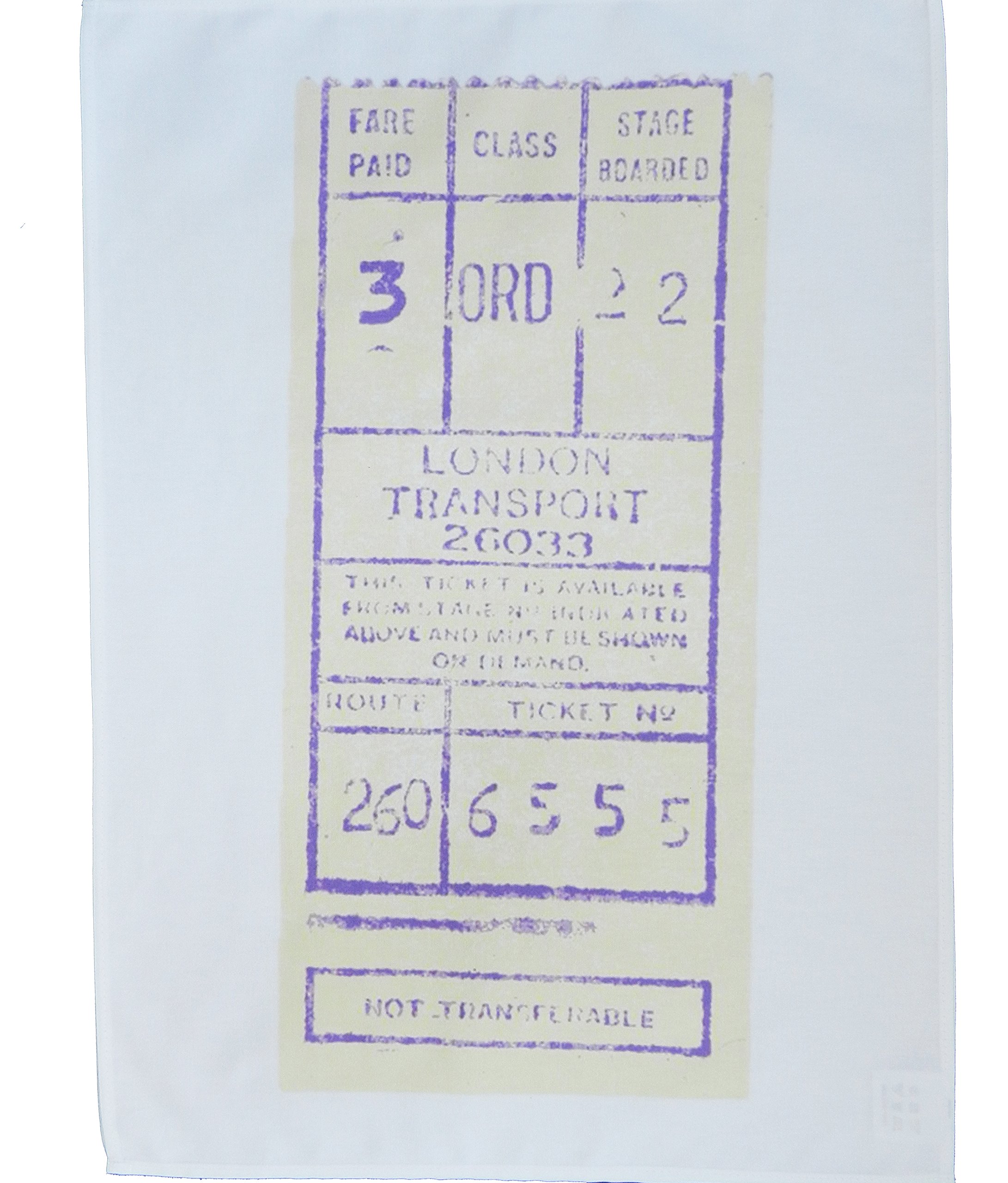 Half A Donkey Blue/White London Bus Ticket Stub Cotton Tea Towel