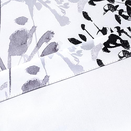 Miniatura 8 de DriftAway Cortina de ventana con estampado de flores de acacia, 100% opacas, con aislamiento térmico, cenefa para cortinero, individual de 52 x 14