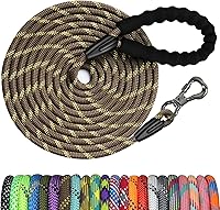 Vista 25 de NTR Correa de 100 pies para perros de raza grande, correa larga con gancho giratorio con bloqueo, mango acolchado e hilo altamente reflectante