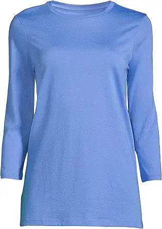 Lands' End Women's 3/4 Sleeve Supima Cotton Crewneck Tunic