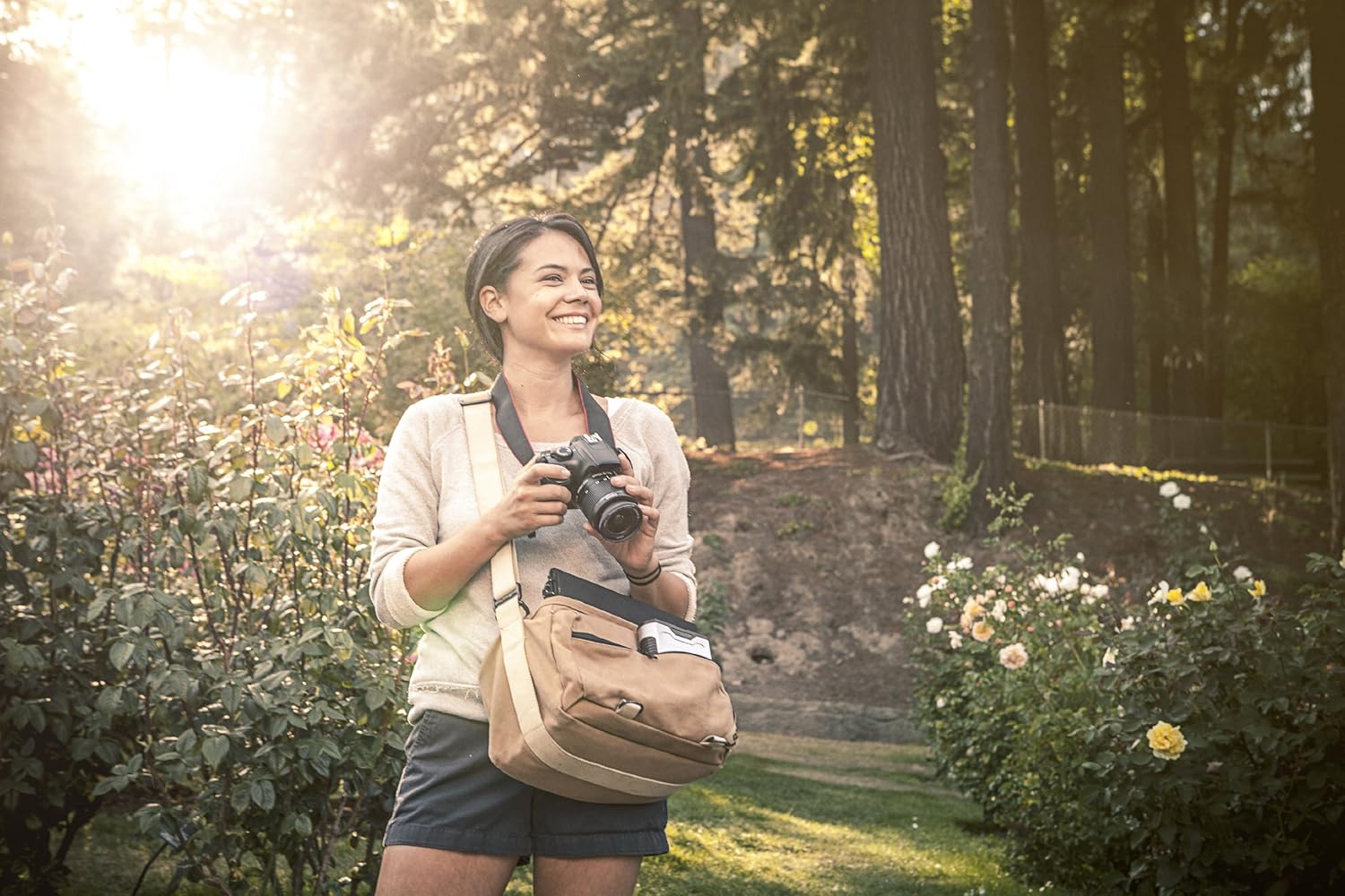 Person with camera in nature, implying portable power use