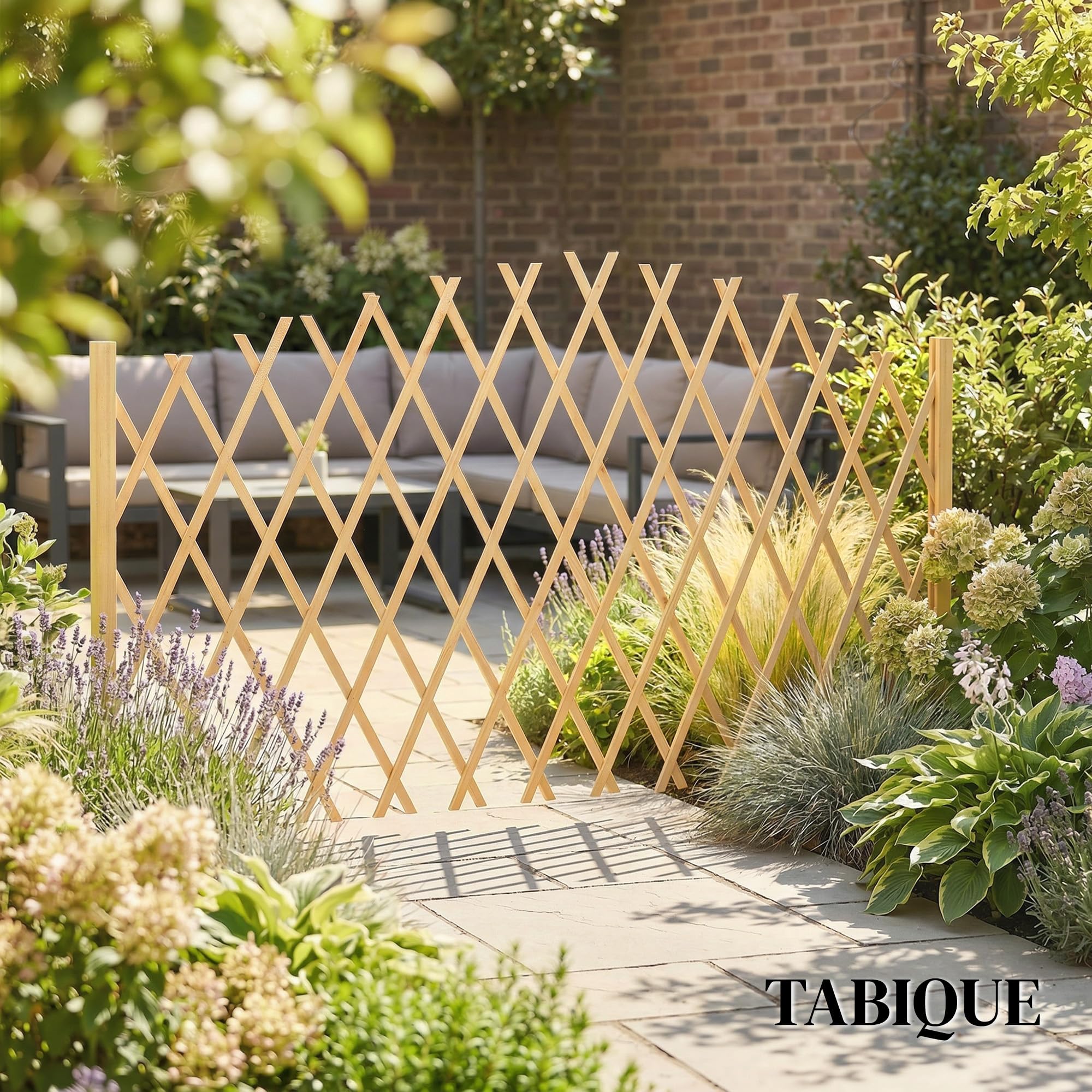 Outsunny Set de 2 Paneles de Vallas de Jardín Exterior de Madera, Puertas de Jardín Exterior Extensibles, Vallas de Jardín para Decoración Terraza, Patio, 180x30x103 cm, Natural