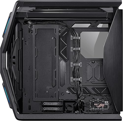 Vista 43 de ASUS ROG Hyperion GR701 EATX - Carcasa para computadora de torre completa con estructura semiabierta, paneles laterales sin herramientas, soporta
